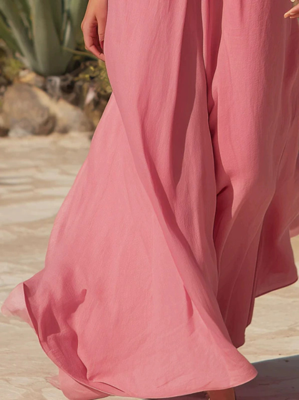 H&M  Vintage Elegant Pink Sleeveless Knot Front Maxi Dress